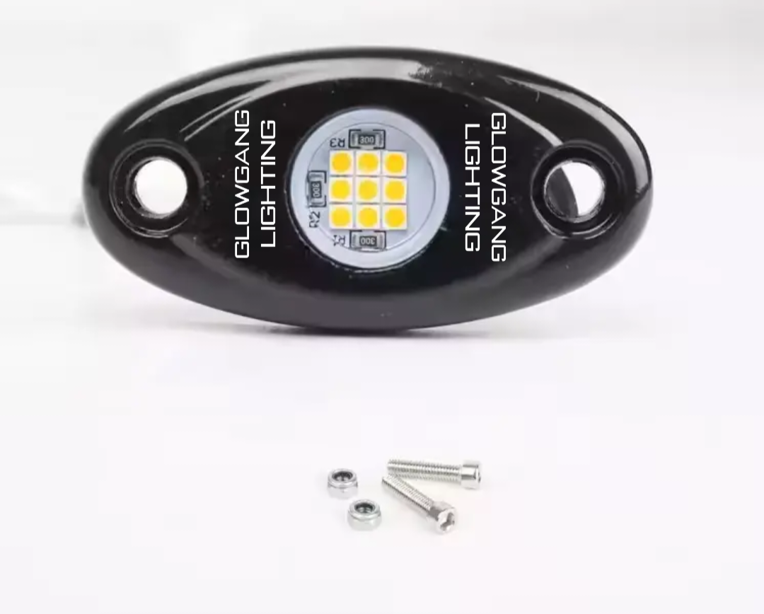 GLOWGANG 9 LED BRIGHT PURE WHITE ROCK LIGHT POD