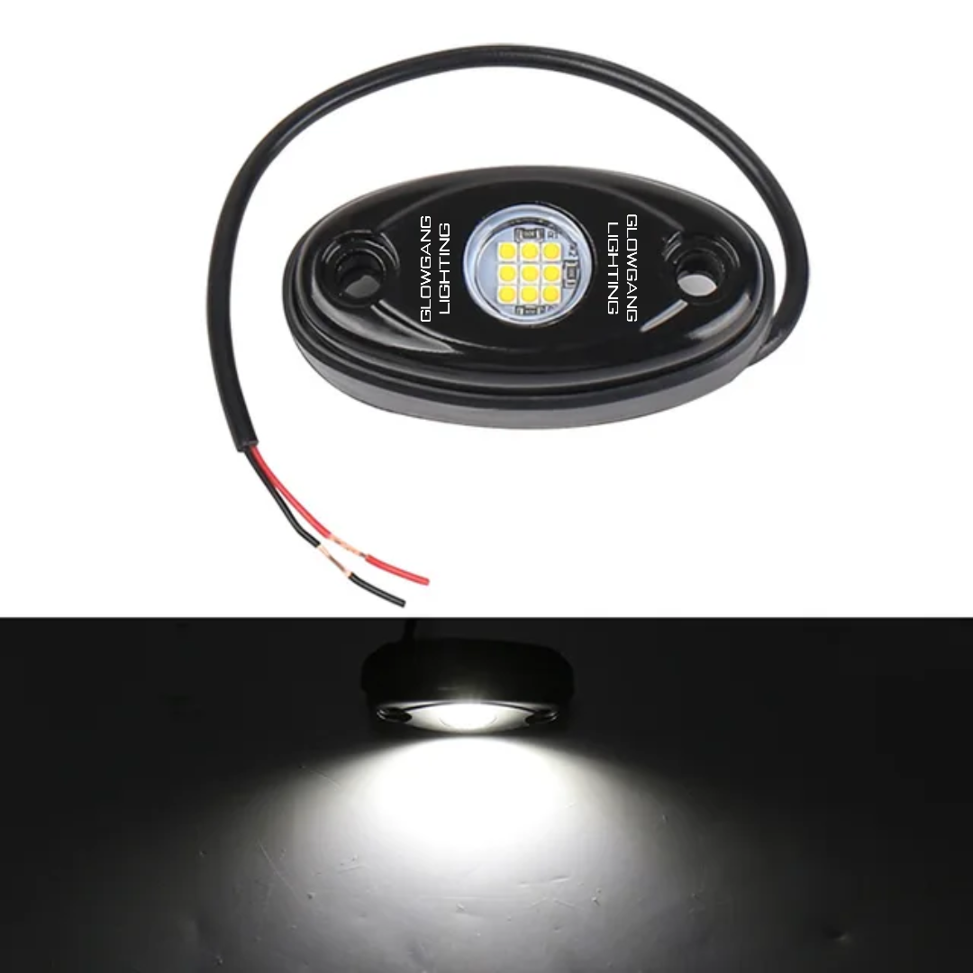 GLOWGANG 9 LED BRIGHT PURE WHITE ROCK LIGHT POD