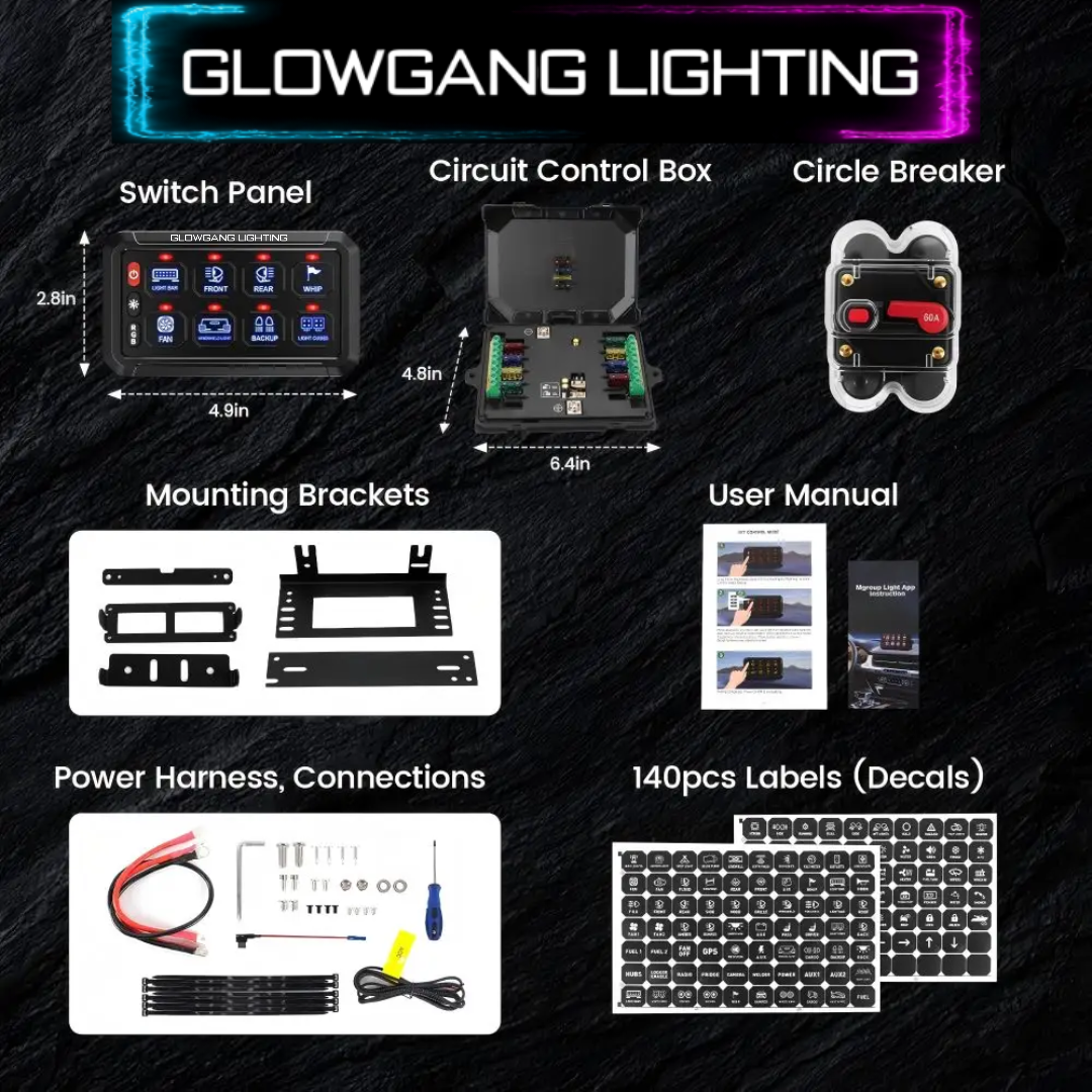 UNIVERSAL 8 GANG BLUETOOTH RGB AUXILIARY SWITCH PANEL