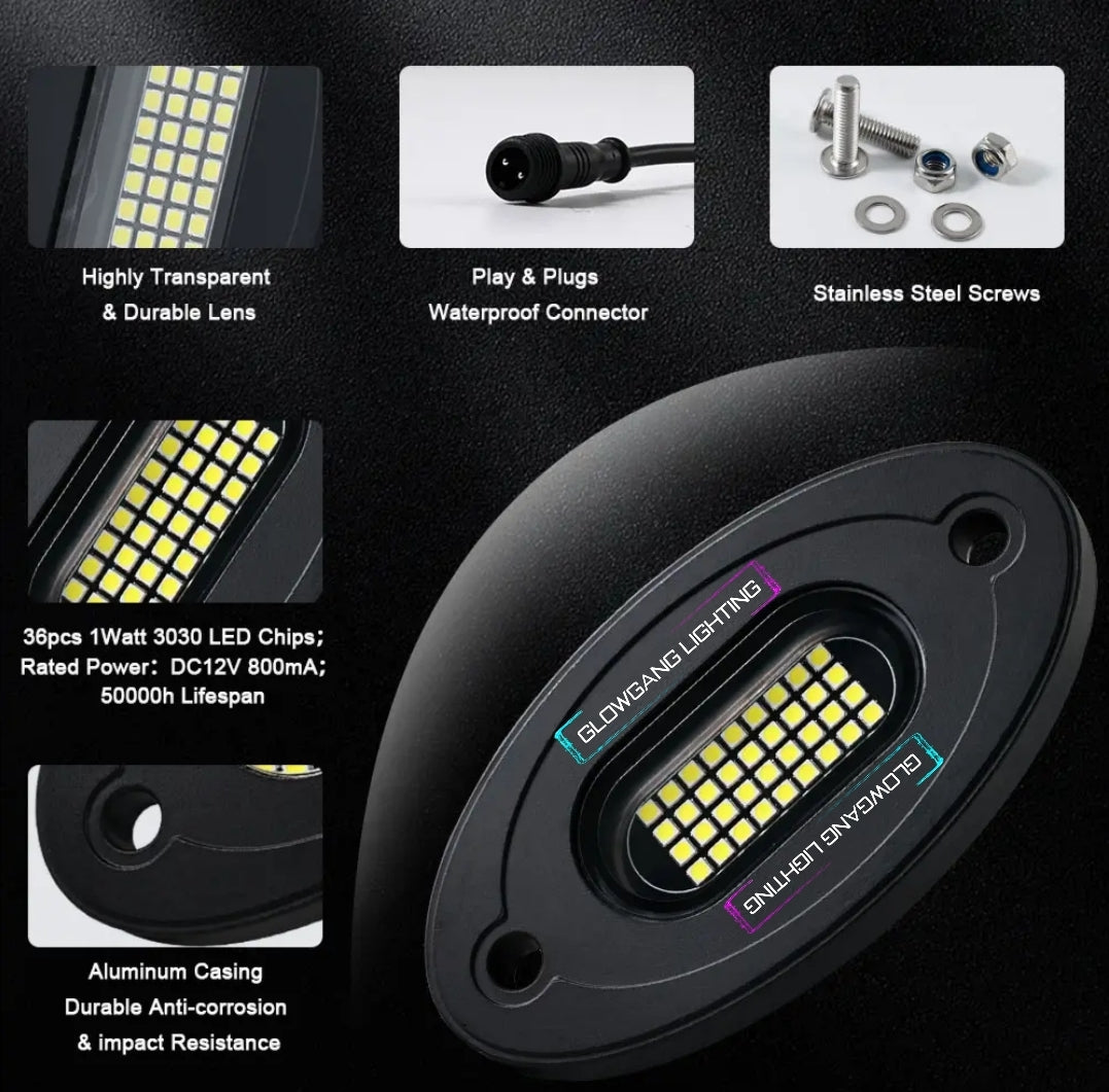 GLOWGANG 36 LED PURE BRIGHT WHITE LED ROCK LIGHT PODS