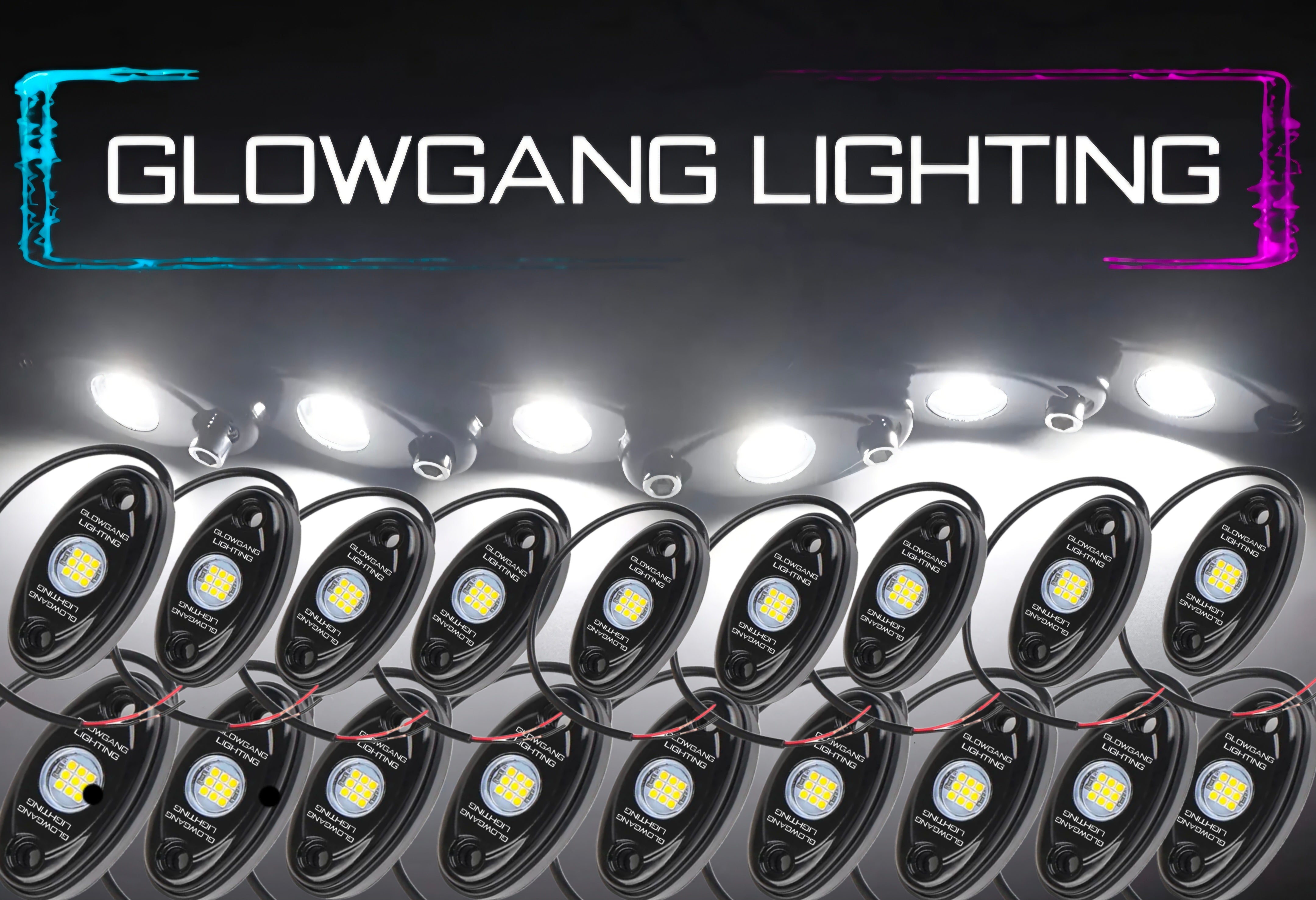 GLOWGANG 9 LED BRIGHT PURE WHITE ROCK LIGHT POD